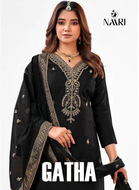 Gatha By Naari 62001 To 62004 Roman Silk Designer Salwar Suits Wholesale Clothing Suppliers In India
